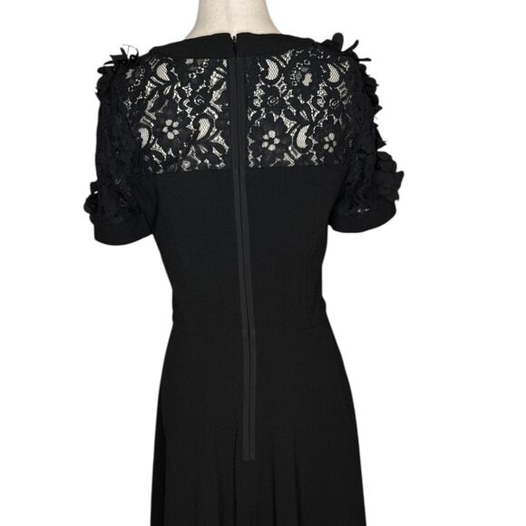 NWOT Shani Black Floral Applique Fit & Flare Crepe Dress – Sz 6 - Picture 8 of 9